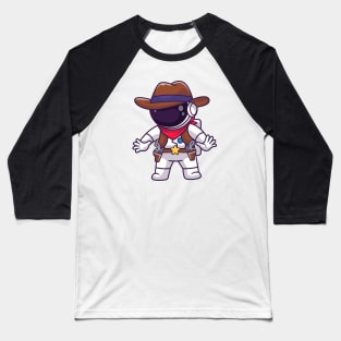 Cute Astronaut Cowboy Cartoon Baseball T-Shirt